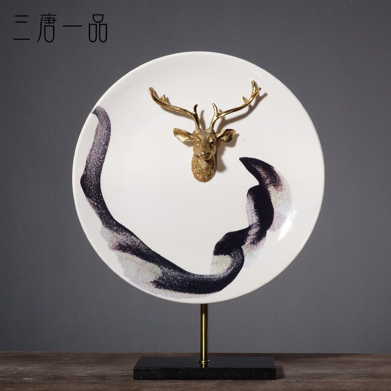 New Chinese Zen Living Room Room Handicap Tea Room Pousal Room Soft - plate Ink Ceramic Disk Swing