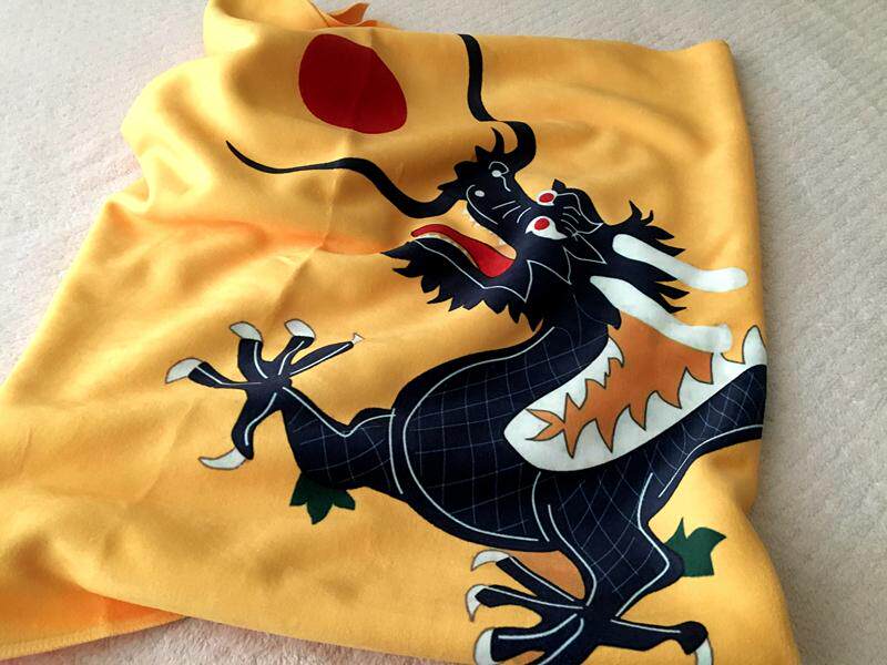 2021 Great Qing Dynasty Yellow Dragon Flag Remembering male and female bath towels ultra-fine fiber patch skin-filled and soft Manchu culture oversized adult