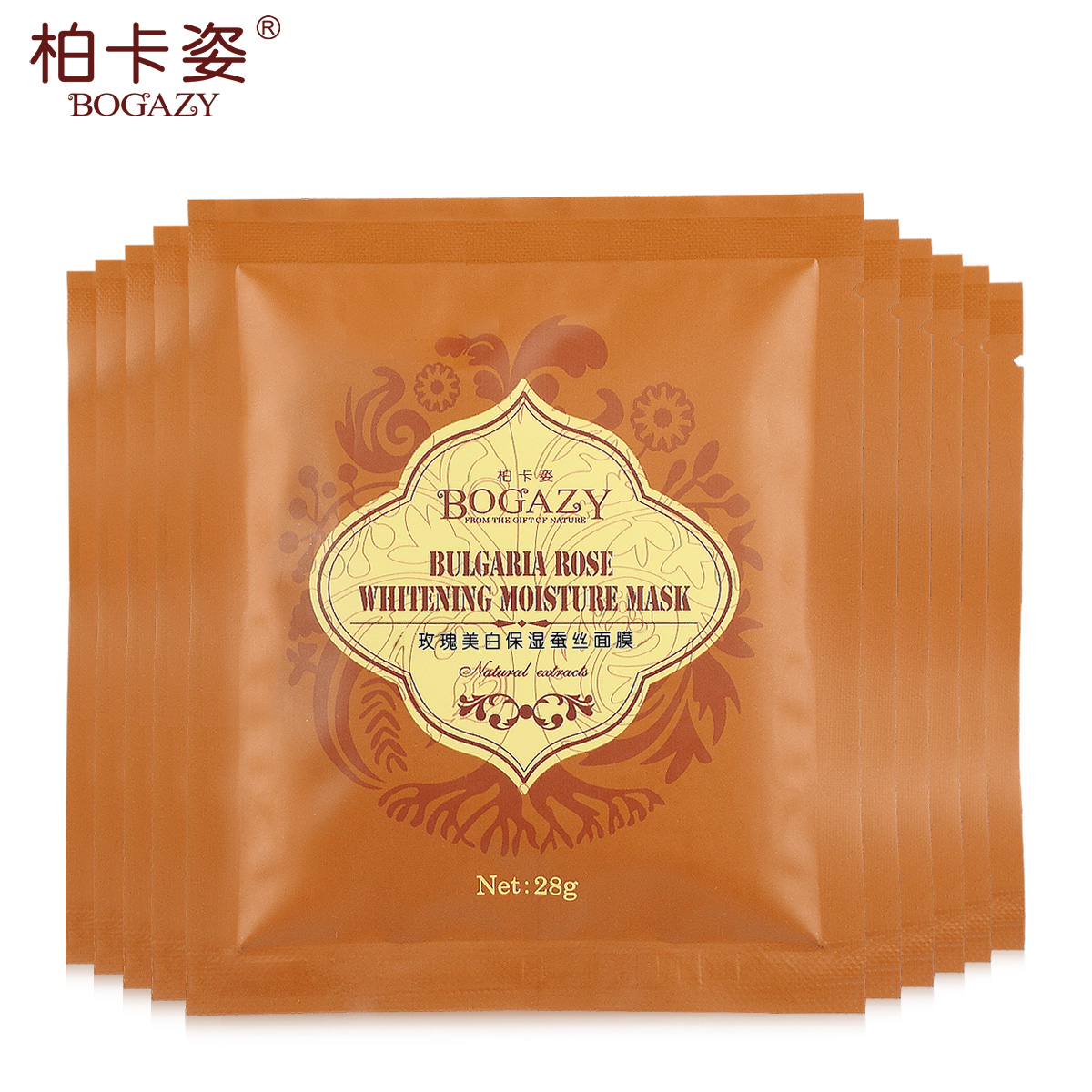 柏卡姿玫瑰嫩白蚕丝面膜贴*10套装正品  保湿补水控油收缩毛孔