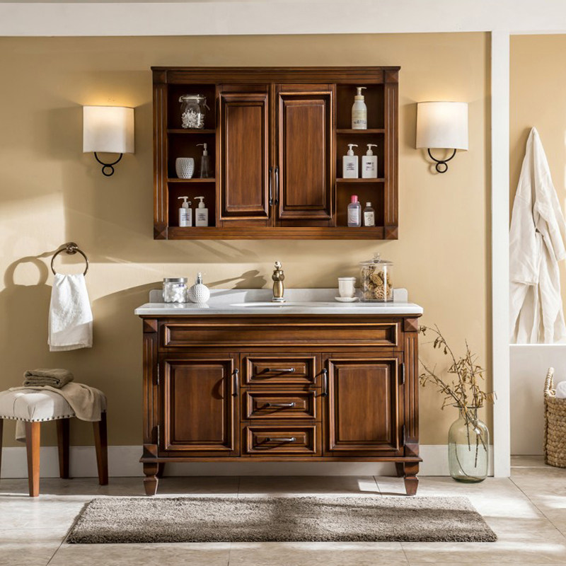 American bathroom cabinet combination hidden feng shui mirror cabinet dressing room wash table solid wood wash wash basin cabinet customization