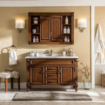 American bathroom cabinet combination hidden style feng shui mirror cabinet bathroom wash table solid wood hand wash basin cabinet customization