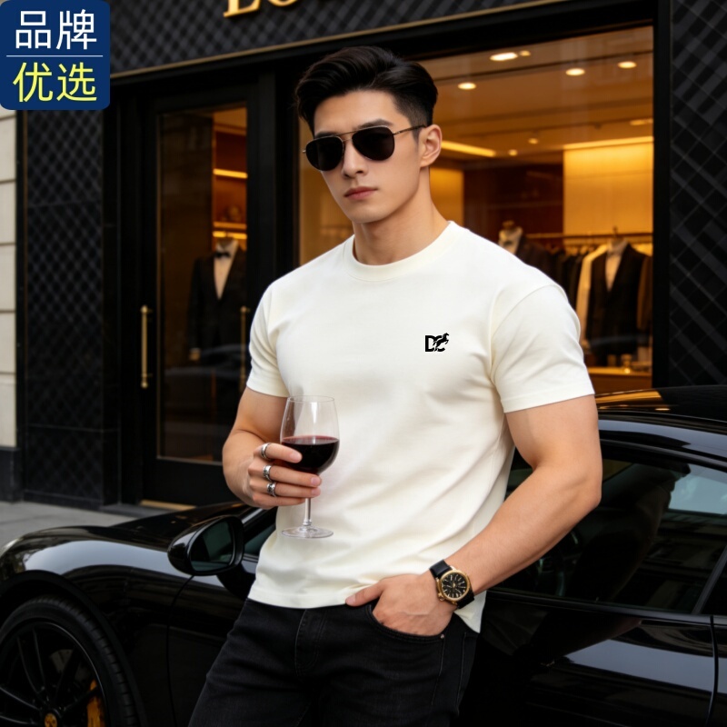 Brand-Preferred Pure Cotton Short-Sleeved T-Shirt for Men, New Summer Style, Fashionable, Loose, Casual, Sports Base Shirt, Couple Wear