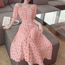 Very Fairy French small crowdflower Balloon Skirt Style Polo Dot Short Sleeve Holiday Windy Dress 2021 Summer Dress Skirt Suit