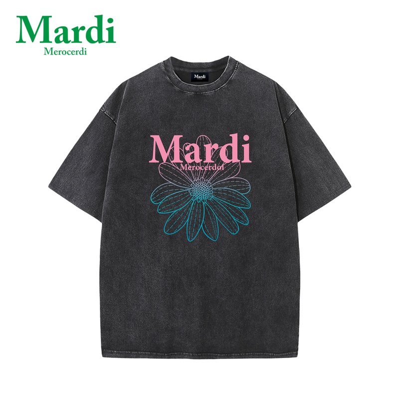 Official Outlet Mardi Merocerdi Summer Pure Cotton Loose Short-Sleeve T-Shirt for Men and Women, Vintage Washed and Distressed Style Official Outlet Mardi Merocerdi Summer Pure Cotton Loose Short-Sleeve T-Shirt for Men and Women, Vintage Washed and Distressed Style