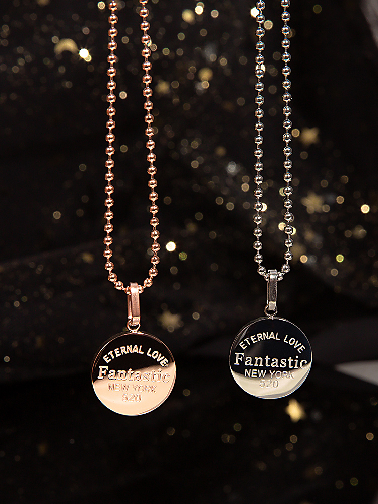 Decorative round card necklace 2021 new female tide long version titanium steel sweater chain women's summer accessories sweater chain does not fade