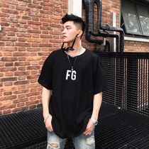 2021 summer new reflective colorful letter FOG men and women same high street trend cotton T-shirt short sleeve FG olive green