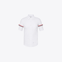 TB classic summer double armband fashion business short-sleeved shirt mens solid color slim Oxford spinning shirt tide