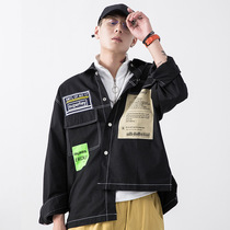 Yu Wenle same denim ins Tide brand original Japanese leisure art Hong Kong wind long sleeve shirt jacket jacket men