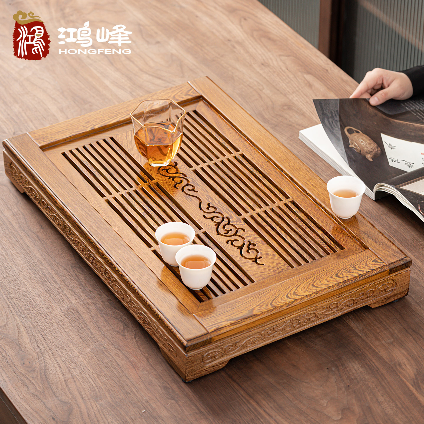 Chicken Wings Solid Wood Tea Tray Home Storage Type Tea Sea Tea Set Water Storage Utilita Tea Nursery Drain Tea Desk Small Office
