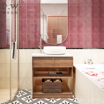  Nordic retro solid color sink bathroom background wall brick French kitchen balcony ice crack toilet antique brick