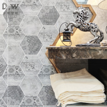 Advanced gray modern minimalist pattern large hexagonal tile non-slip bathroom shower room kitchen wall and floor tile flower piece