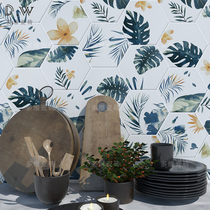  Retro Nordic bathroom Bathroom hexagonal tile Small tile Plant American balcony Kitchen dining room wall floor tile