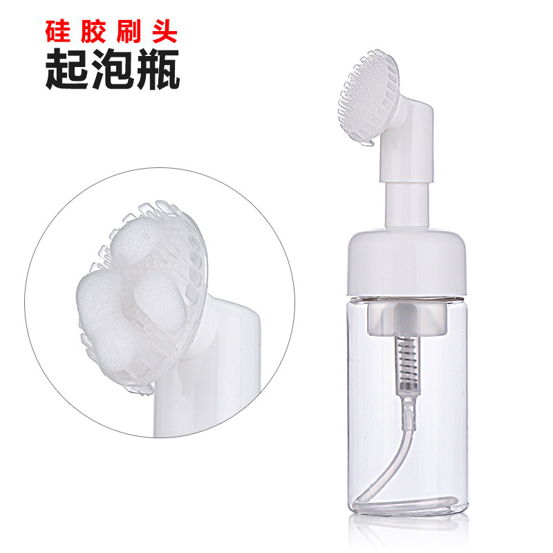 Wash Face Milk Frothy Bottle Foam Bottle With Silicone Brush Head Wash Face Brushed Silicone Massage Brush Wash Face Cream Split Air Bottle