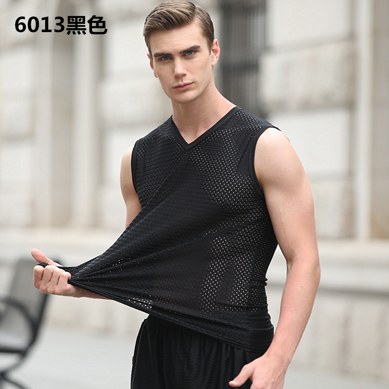 Lưới băng lụa vest men loose thể thao nhanh khô vest vest tay áo tập thể dục mồ hôi vest cộng với phân bón để tăng không tay T-Shirt