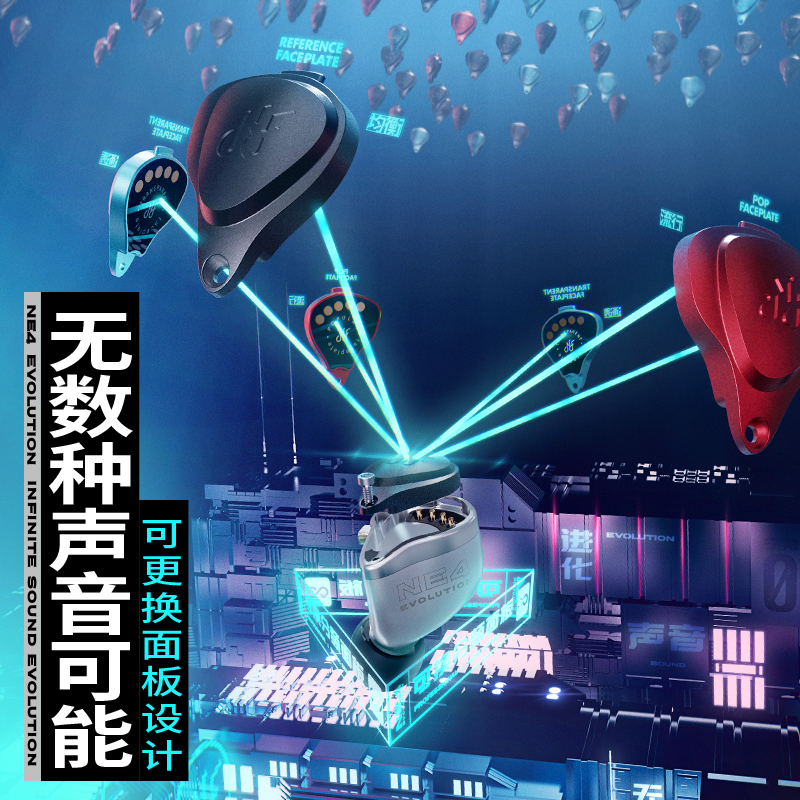 (OF) Ninvan acoustic NF NE4 Evolution with exchangeable panel in ear type four-motion iron headphones
