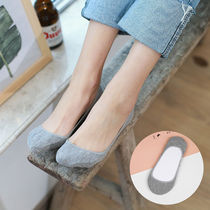  3 5 pairs of lace boat socks womens invisible shallow mouth socks womens Korean short socks spring and summer cotton bottom sweat-absorbing non-slip