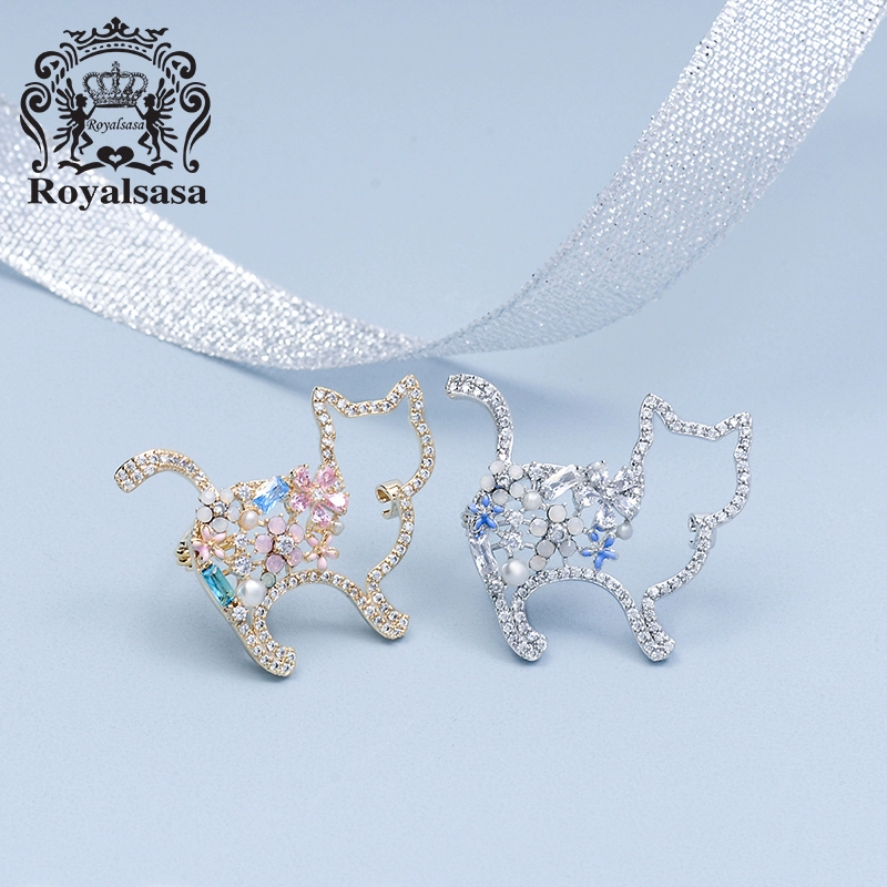 Hoàng gia Salsa Trâm cài áo Nữ Giả Pha lê Trâm cài cổ áo Ghim Kitty Pin Phụ kiện thời trang Ngày lễ tình nhân Quà tặng sinh nhật - Trâm cài