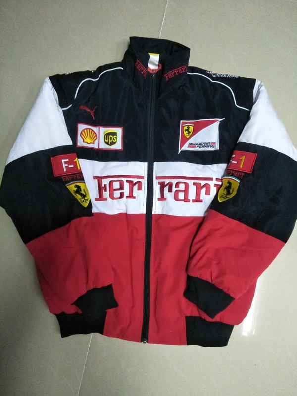 F1 Racing Suit, Retro Style College Style Personalized Jacket, Fully Embroidered, in Stock, Autumn and Winter, Ferrari Jacket, Cotton Jacket F1 Racing Suit, Retro Style College Style Personalized Jacket, Fully Embroidered, in Stock, Autumn and Winter, Ferrari Jacket, Cotton Jacket