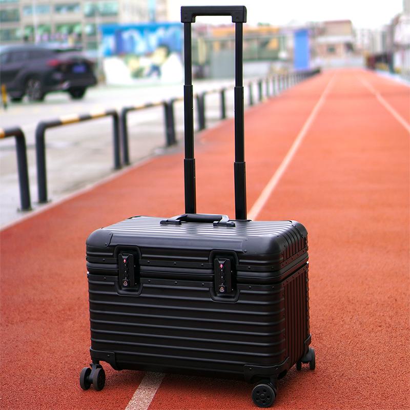 All-Aluminum Magnesium Alloy Suitcase, Photography Trolley Case with Flip-Top Lid, 20inch Camera Case, Horizontal Version, Captain's Case, Men's Carry-On, Women's
