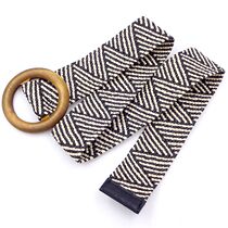 Forest retro wild braided belt women wax rope ring wood buckle decorative ethnic style casual non-porous belt