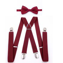 Male and female universal 4 clamping braces for wedding performance black hanging pants with tightness adjustable x-type harness clip