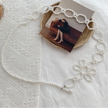 A flower strap Pearl waist chain female decorative suit skirt retro fashion wild jk belt spot wholesale