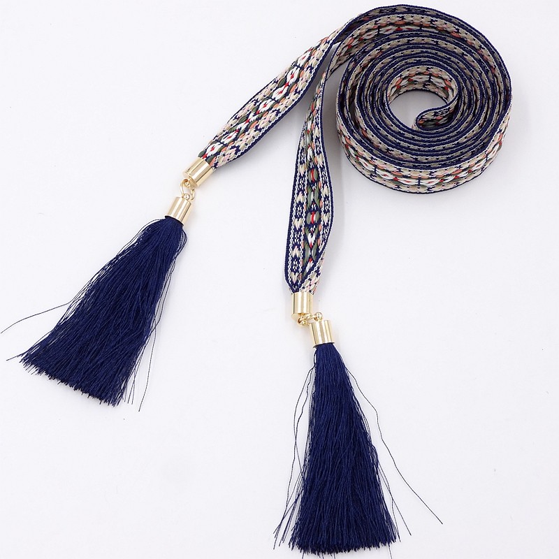 National style dress decorative belt Female Hanfu decorative headdress Simple and versatile tassel waist rope tide waist chain
