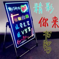 LED electronic handwritten luminous word billboard charging model floor stall small sign hanging vertical blackboard light box signboard