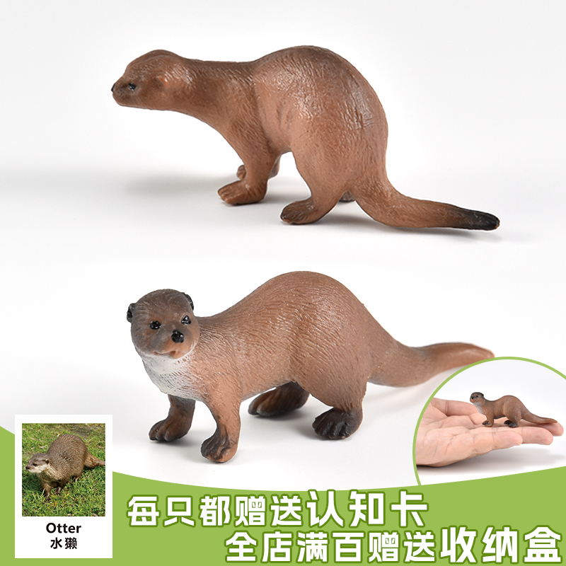 Solid Children's Realistic Wild Animal Toy Models: Otter, Water Monkey, Water Dog, Catfish, Cognitive Gifts