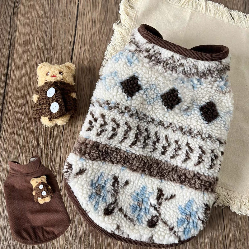 Autumn and Winter Warm Dog Clothes, Fleece-Lined and Thickened, Small Dog and Kitten Pet Clothes, Dog Vest with Fleece