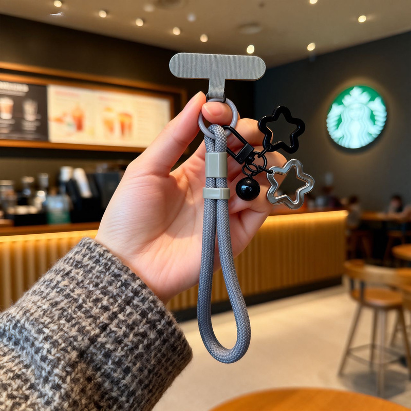 Mobile Phone Lanyard Wrist Strap, Gray Braided Rope DIY Accessory, Keychain with Self-Locking, Durable Wrist Phone Chain Mobile Phone Lanyard Wrist Strap, Gray Braided Rope DIY Accessory, Keychain with Self-Locking, Durable Wrist Phone Chain