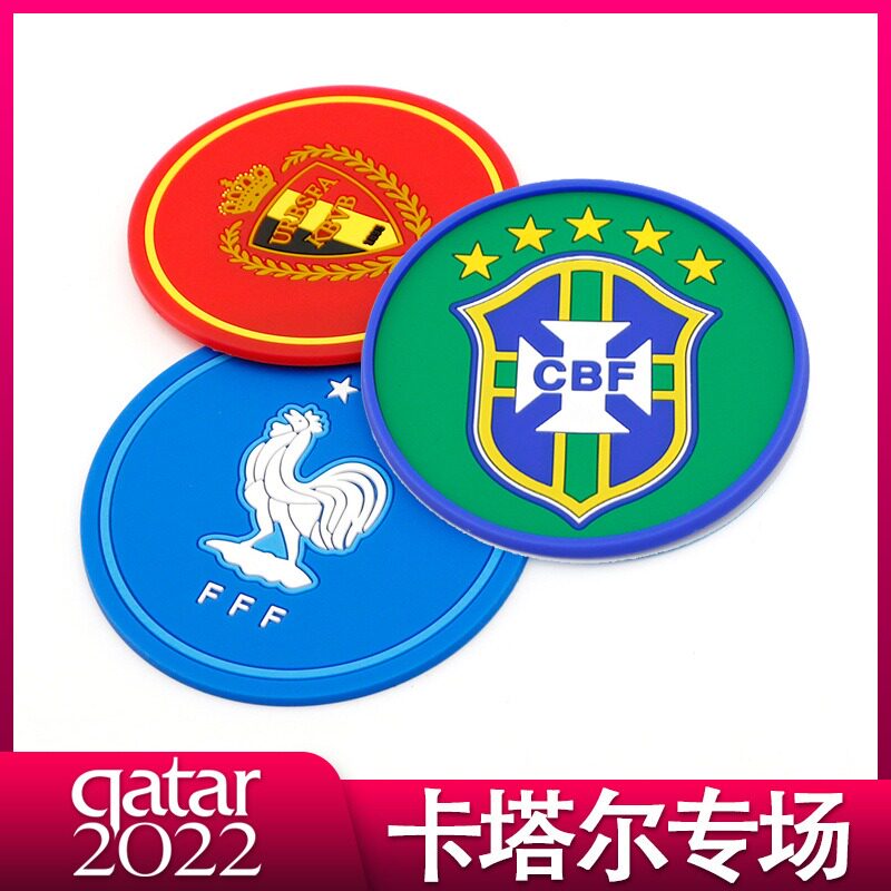 2022 World Cup Soccer Silicone Cup Cushion Team Emblem Heat Insulation Cushion Home Bowl Cushion Creative Fans Gift Memorabilia-Taobao