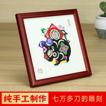 Yuxian Ox paper-cut finished 12 Zodiac pure hand-cut decorative painting features Chinese style gifts to foreigners