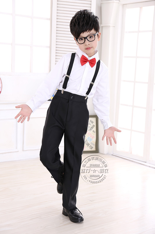 Bộ hiệu suất của trẻ em Áo trắng Quần đen Cậu bé Học sinh Biểu diễn hợp xướng Piano Hosting Đọc hoa Cô gái bộ tuxedo bé trai