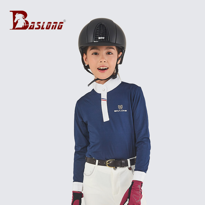 Children's Equestrian Long Sleeve Polo Shirt Equestrian T-Shirt Equestrian Competition Competition Long Sleeve T-Shirt Quick Dry breathable Boys and Girls
