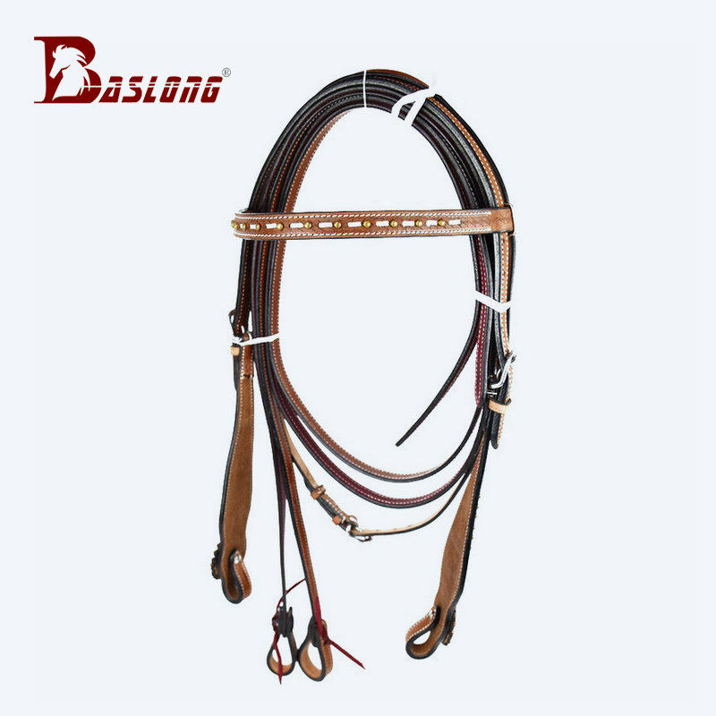 Western cowboy water le reins riding ruby horse cage head reins harness cowhide import wild ride BCL336112
