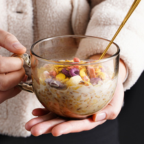 Tea Colour Breakfast Cup Oat Glass Cup Home Water Cup Children Summer Large Capacity Cereal Milk Coffee Cup With Spoon