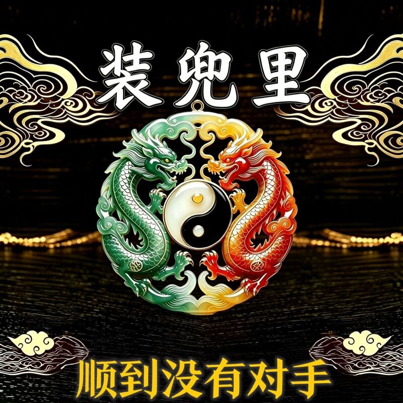 Tai Chi Yin and Yang Double Dragon Pendant