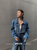 WHITE Early Autumn New Cotton Denim Jacket Street Style Lapel Single-breasted Long Sleeve Jacket Women's Tide