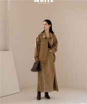 White denim suit skirt 2022 autumn new casual tooling denim clothing split skirt two-piece set