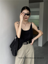 White Temperament Tiansi Hemp Condole Belt 2021 Summer Joker Mulberry Silk Solid Color Sexy Vest Backing Top Female