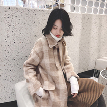 2020 new mink fluff coat womens autumn and winter mid-length over-the-knee thickened Hepburn little man coat