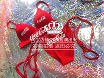 TT Nightclub bar djds dance team gogo red strap letter bikini two-piece suit