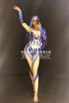 TT nightclub bar singer dj dance team gogo butterfly full of diamonds fake flesh jumpsuit costumes