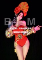 TT high-end nightclub bar singer djds dance team gogo Mid-Autumn Festival retro headwear one-piece costume suit