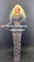 TT high-end nightclub bar singer djds dance team gogo perspective full diamond sexy dress long skirt dress skirt