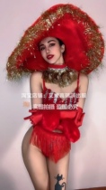 TT High-end Nightclub Bar Singer Djds Dance Team Gogo Christmas Sexy Streaming Subikini Big Hat Suit