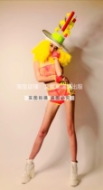 TT high-end nightclub bar singer djds dance team gogo candy-colored grid bikini big head as a costume