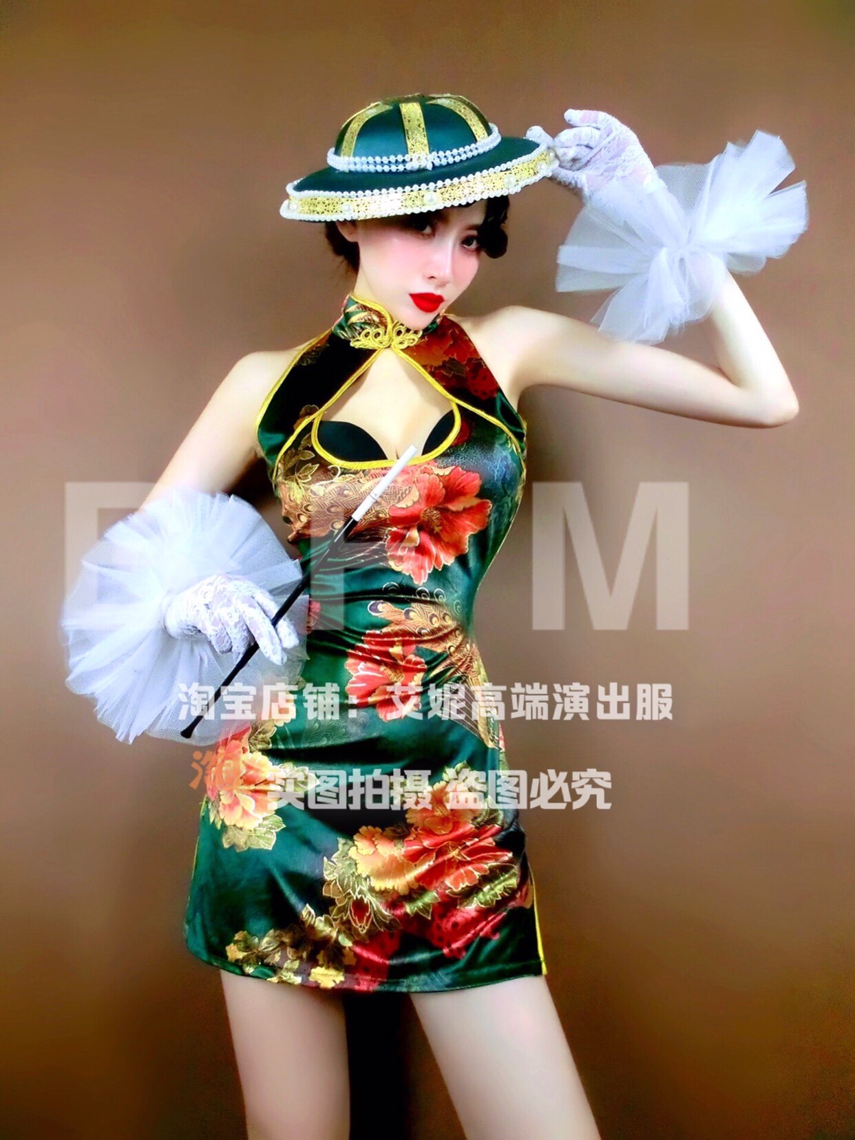 TT high-end nightclub bar singer djds dance team gogo Mid-Autumn Festival retro Chinese style sexy cheongsam dress