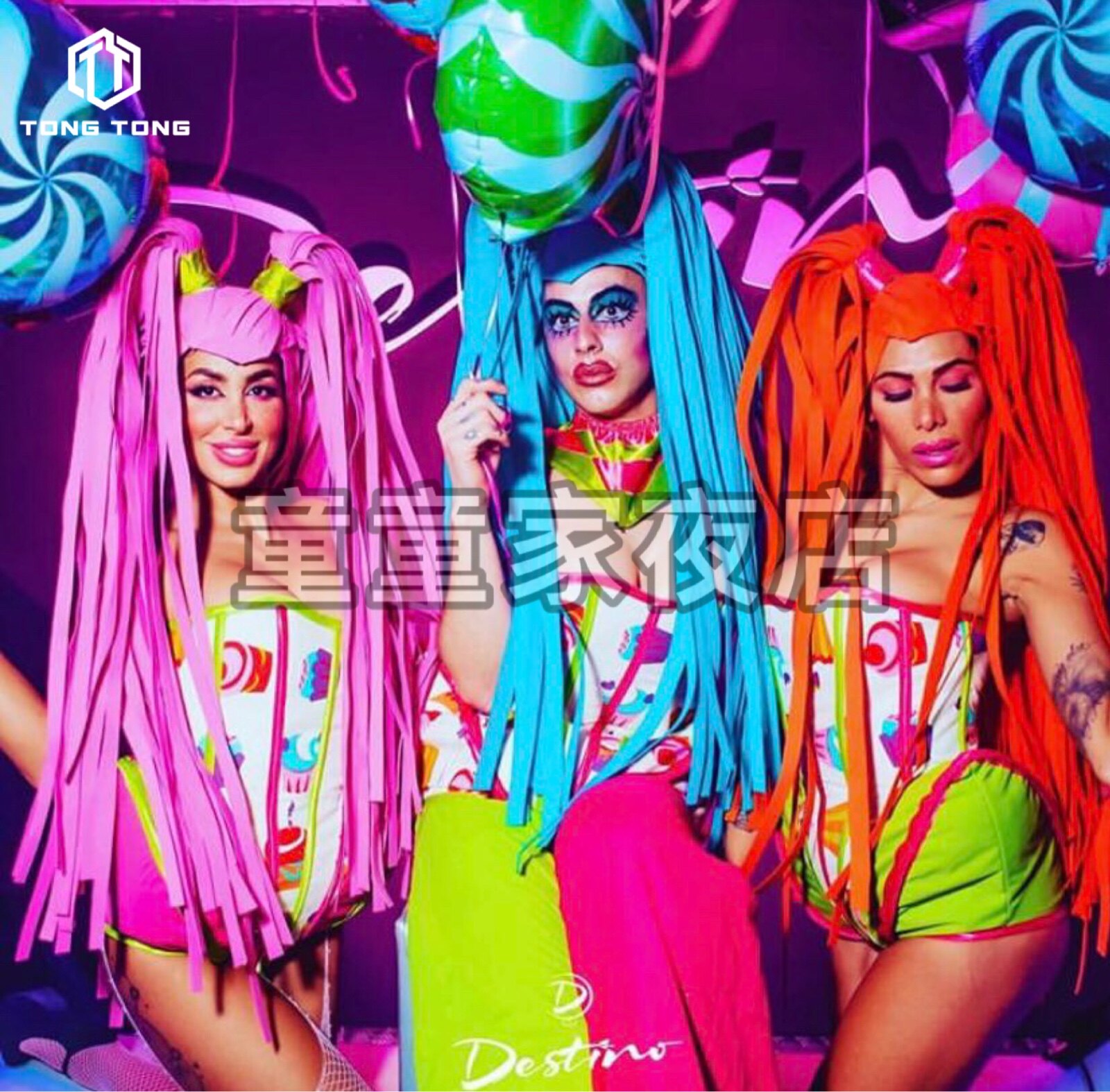 TT Nightclub Candy Suit Sexy Exaggerated Wig Gogo Performance Clothing Bar Acting Out